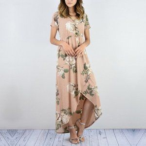 Dust Pink Floral Maxi Dress